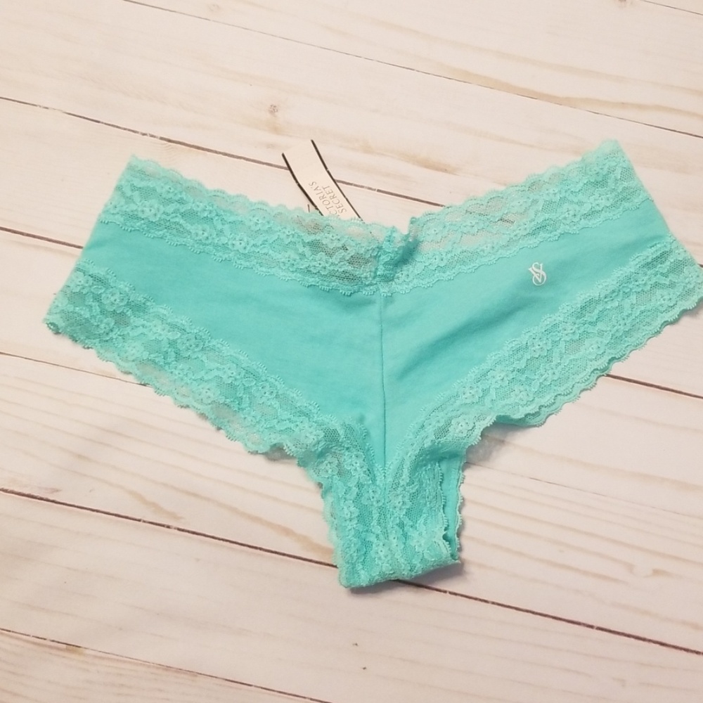 Victoria Secret Cheeky green with lace underware